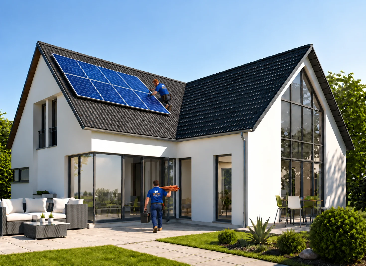 Family relaxing in a comfortable, energy-efficient home