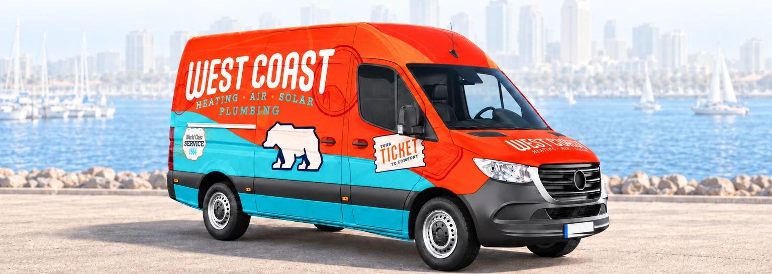 West Coast Heating Air Solar & Plumbing service van